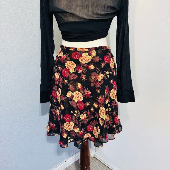 Compagnie Internationale Express Vintage Floral Short Skater Y2K Skirt Ruffled M - Picture 10 of 15